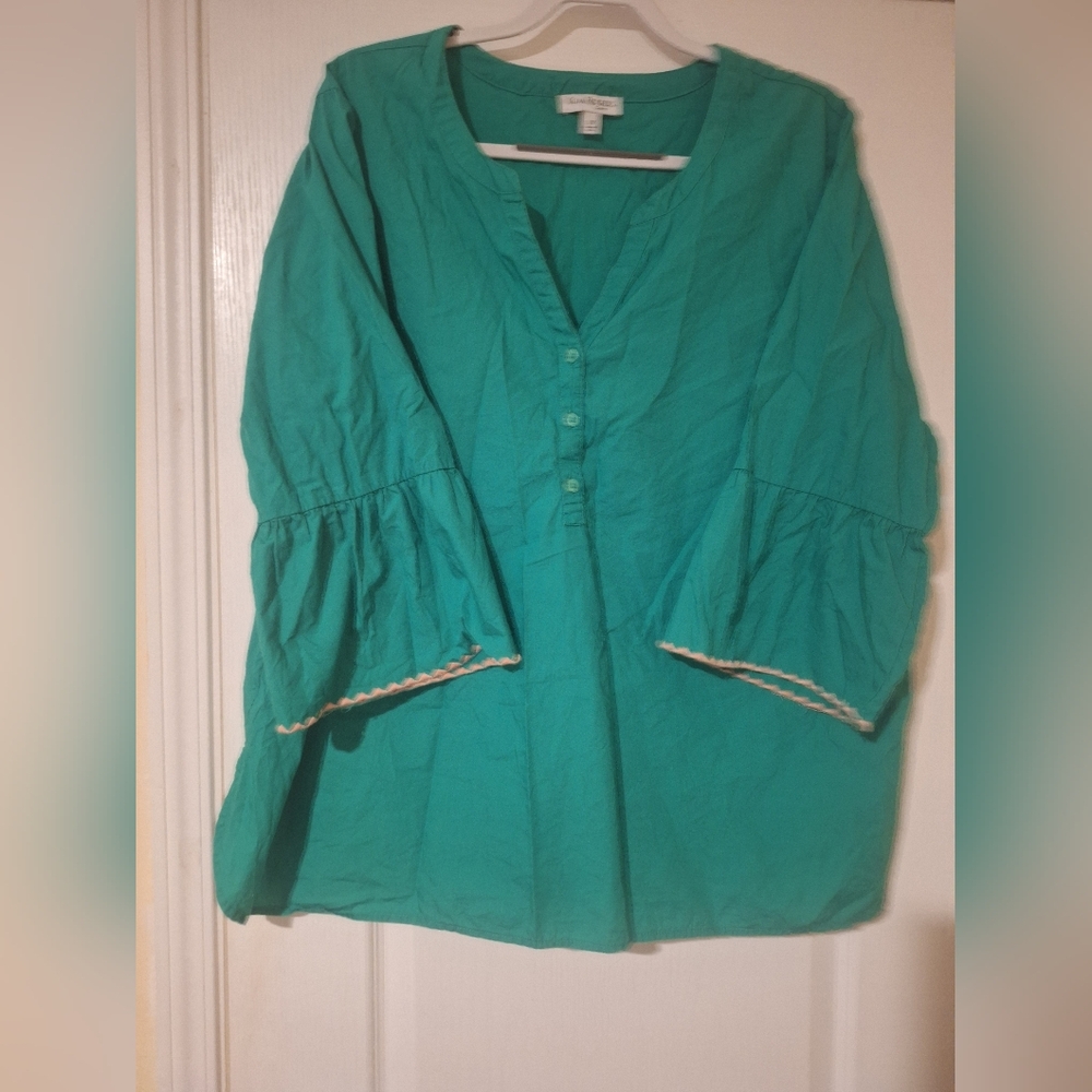 Kim Rogers Curvy 2X Women's Green‎ Blouse Shirt